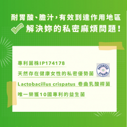 卷曲乳酸桿菌榮獲10國功效專利 IP174178